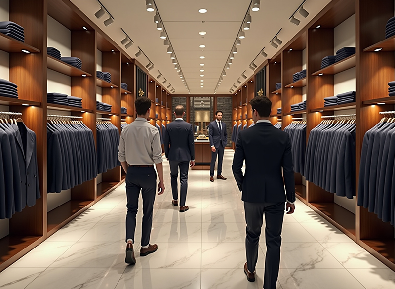 interior de una tienda de ropa de caballero